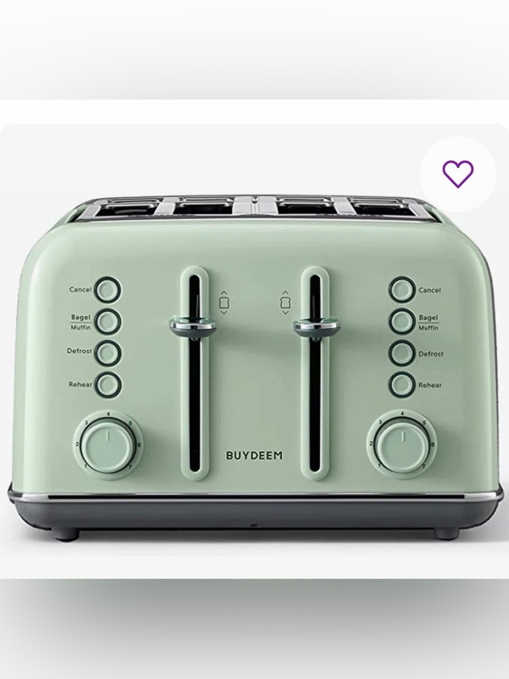 4-Slice Mint Green Toaster - Dual Controls NIB